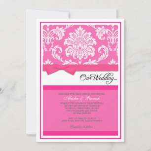 Damask Wedding Invitation in Fuchsia Einladung