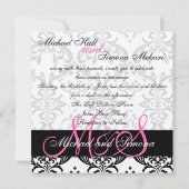 Damask Wedding Invitation Initials Names Pink Einladung (Rückseite)