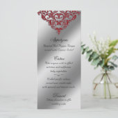 Damask Wedding Menu Cards Red Sparkle Xmas Menükarte (Stehend Vorderseite)