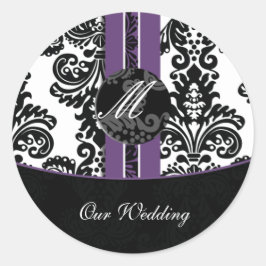 Damask Wedding Monogram Aufkleber
