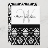 Damask Wedding Monogram & Names Back Einladung (Vorne/Hinten)