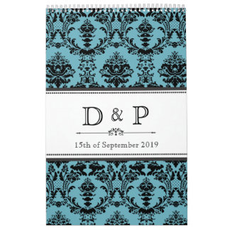 Damask Wedding Monogram Signature Photo Guestbook Kalender