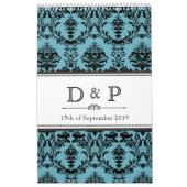 Damask Wedding Monogram Signature Photo Guestbook Kalender (Titelbild)