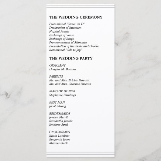 Damask Wedding Program - Black & White Wedding Programm (Rückseite)