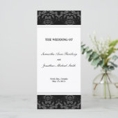 Damask Wedding Program - Black & White Wedding Programm (Stehend Vorderseite)