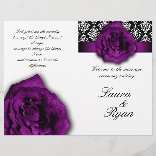 Damask Wedding Program Flyer Lila Rose 2 (Vorderseite)