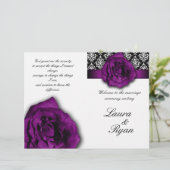 Damask Wedding Program Flyer Lila Rose 2 (Stehend Vorderseite)