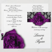 Damask Wedding Program Flyer Lila Rose 2 (Vorne/Hinten)