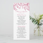 Damask Wedding Program Honeysuckle Pink Programm (Stehend Vorderseite)