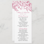Damask Wedding Program Honeysuckle Pink Programm (Vorne/Hinten)