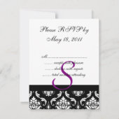 Damask Wedding RSVP Cards Lila (Rückseite)