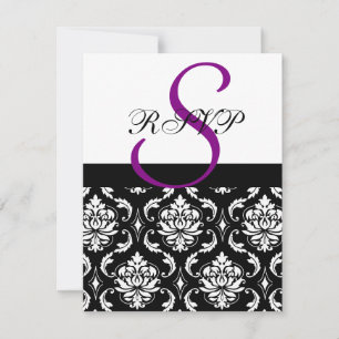 Damask Wedding RSVP Cards Lila Karte