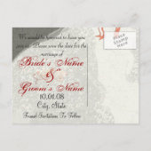 Damask Wedding Save the Date Ankündigungspostkarte (Rückseite)