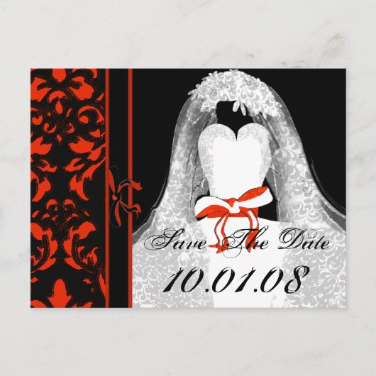 Damask Wedding Save the Date Ankündigungspostkarte (Vorderseite)