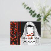 Damask Wedding Save the Date Ankündigungspostkarte (Stehend Vorderseite)