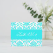 Damask Wedding-Tischnummer Postkarte (Stehend Vorderseite)