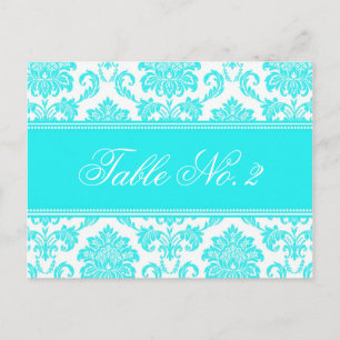 Damask Wedding-Tischnummer Postkarte