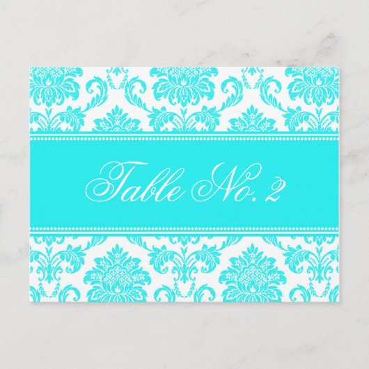 Damask Wedding-Tischnummer Postkarte (Vorderseite)