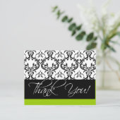Damask Wedding Vielen Dank Postkarten Green (Stehend Vorderseite)