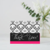 Damask Wedding Vielen Dank Postkarten Pink (Stehend Vorderseite)