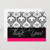 Damask Wedding Vielen Dank Postkarten Pink (Vorne/Hinten)