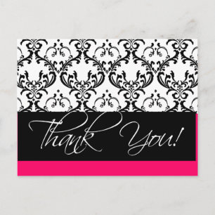 Damask Wedding Vielen Dank Postkarten Pink