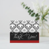 Damask Wedding Vielen Dank Postkarten Red (Stehend Vorderseite)