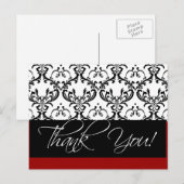 Damask Wedding Vielen Dank Postkarten Red (Vorne/Hinten)