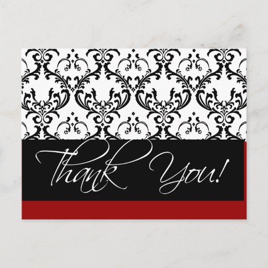 Damask Wedding Vielen Dank Postkarten Red (Vorderseite)