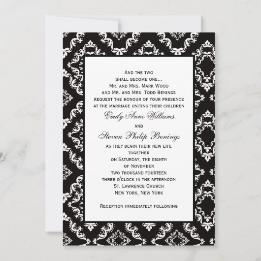 Damask Wedding-Vorlage Einladung (Vorderseite)