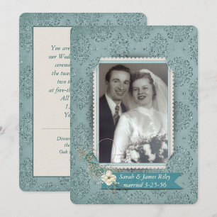 Damask Wedding Vow Erneuerung mit Foto Einladung