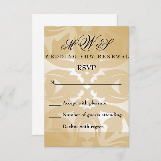 Damask Wedding Vow RSVP Card (Vorne/Hinten)