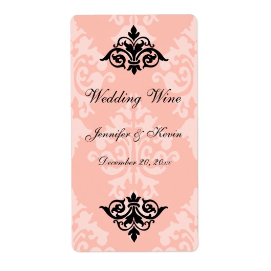 Damask Wedding Wine Label (Vorne)