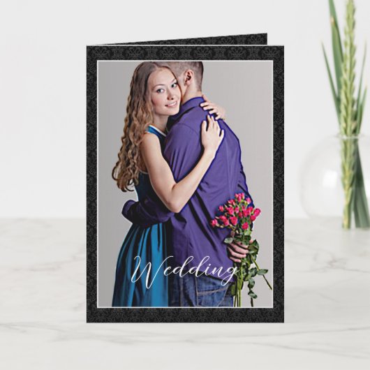 Damask Weditation - Schwarz und Weiß Einladung (Vorderseite)