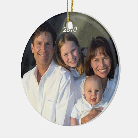 Damask Weihnachtsfamilie Foto Ornament (Links)