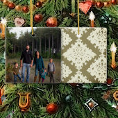Damask Weihnachtsfamilie Foto Ornament