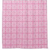 Damask weiß auf rosa duschvorhang (Vorderseite)