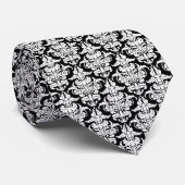 Damask - Weiß auf Schwarz Krawatte (Gerollt)