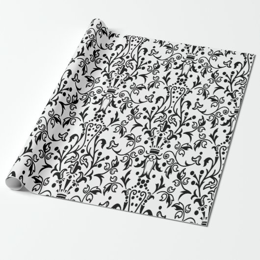 Damask White & Black Geschenkpapier (Ungerollt)
