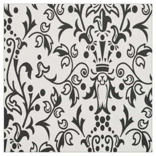 Damask White & Black Stoff