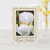 Damask White Iris Happy Birthday Card Karte (Gelbe Blume)