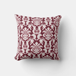 Damask White Metallic Burgundy Bordeaux Red Velvet Kissen