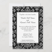 Damask White on Black Editable Wedding Einladung (Vorderseite)