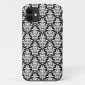 Damask - White on Black iPhone Case (Rückseite)