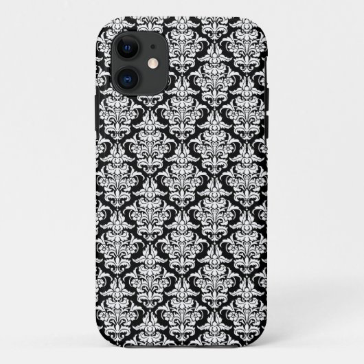 Damask - White on Black iPhone Case (Rückseite)