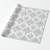 Damask White Royal Gray Silver Glitzer Geschenkpapier (Ungerollt)