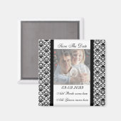 Damask White Save the Date Foto Magnet (Vorderseite/Rückseite)