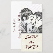 Damask White WEDDING Rett-the-Date (Vorne/Hinten)