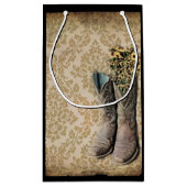 Damask Wildblume Western Country Cowboystiefel Kleine Geschenktüte (Rückseite)