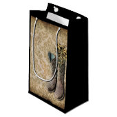 Damask Wildblume Western Country Cowboystiefel Kleine Geschenktüte (Vorderseite Schrägansicht)
